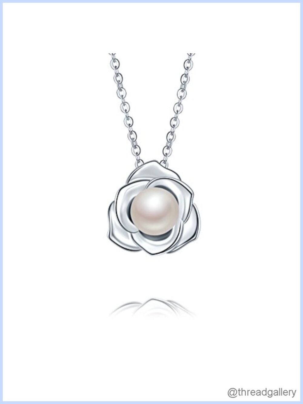High Polished 925 Sterling Silver Rose Drop Earrings with 7mm Freshwater Pearl